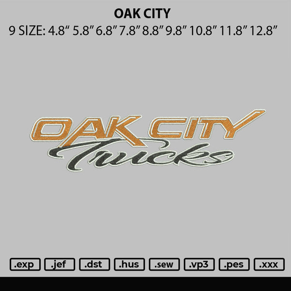 Oak City Embroidery File 6 sizes