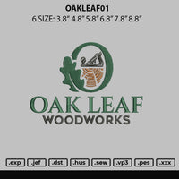 Oakleaf01 Embroidery File 6 sizes