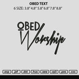 Obed Text Embroidery File 6 sizes