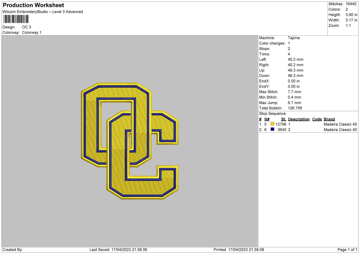 Oc Embroidery File 6 sizes – embrostudio