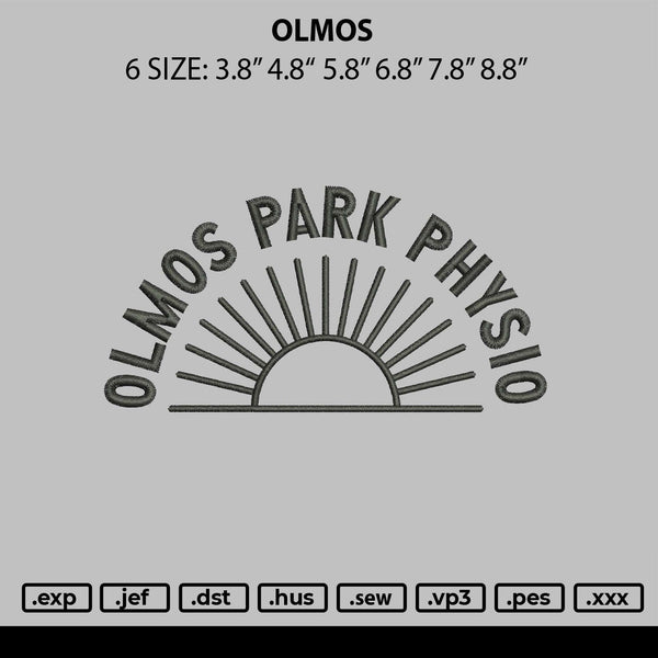 Olmos Embroidery File 6 sizes