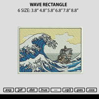 Wave Rectangle Embroidery File 6 sizes