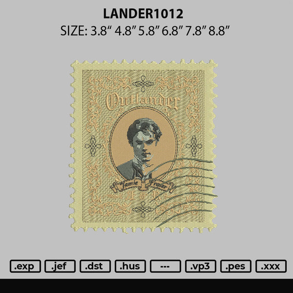 Lander1012 Embroidery File 6 sizes