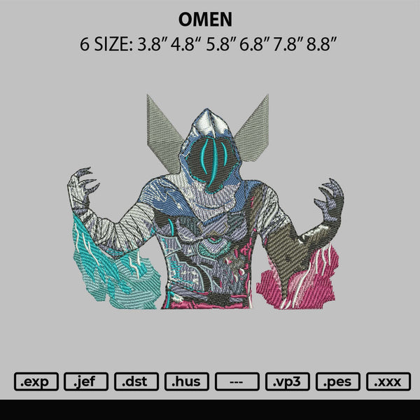 Omen Embroidery File 6 sizes