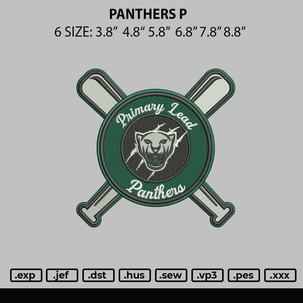 Panthers P Embroidery File 6 sizes