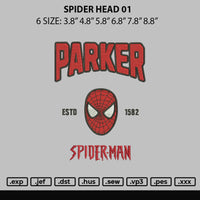 Spider Head 01 Embroidery File 6 sizes