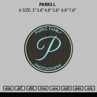 Parks L Embroidery File 6 sizes