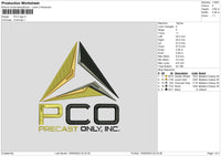 Pco Logo Embroidery File 6 sizes