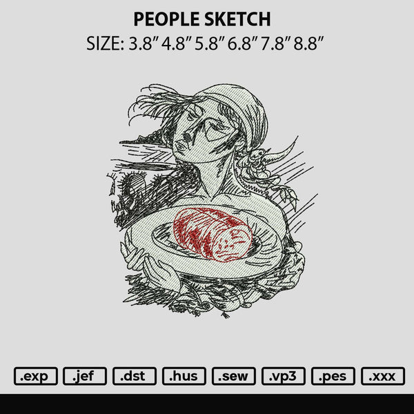 People Sketch Embroidery File 6 sizes