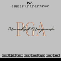 Pga Emboidery File 6 sizes