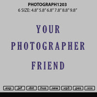 Photograph 1203 Embroidery File 6 sizes