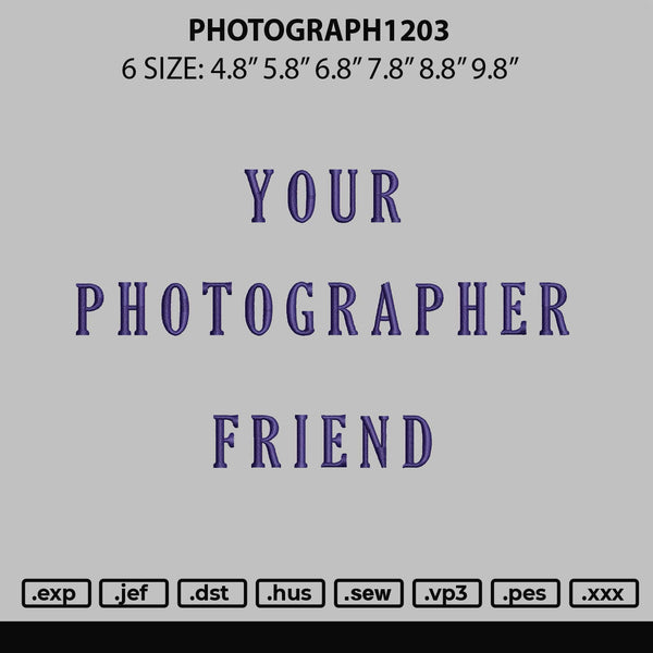 Photograph 1203 Embroidery File 6 sizes