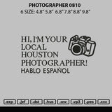 Photographer 0810 Embroidery File 6 sizes