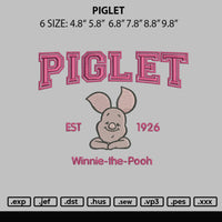 Piglet Embroidery File 6 sizes