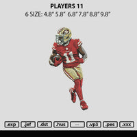 Player 11 Embroidery File 6 sizes