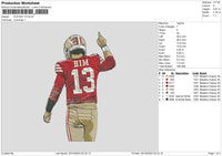 Player 13 Embroidery File 6 sizes