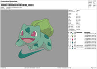 Bulbasaur Swoosh V3 Embroidery File 6 sizes