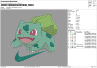 Bulbasaur Swoosh V3 Embroidery File 6 sizes