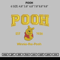 Pooh Embroidery File 6 sizes