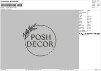 Posh Decor Embroidery File 6 sizes