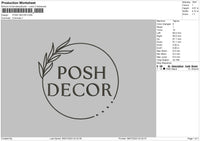 Posh Decor Embroidery File 6 sizes