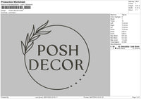 Posh Decor Embroidery File 6 sizes