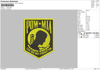 Pow Mia Embroidery File 6 sizes