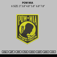 Pow Mia Embroidery File 6 sizes