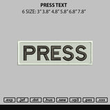 Press Text Embroidery File 6 sizes