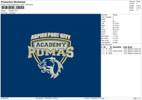 Academy P Embroidery File 6 sizes