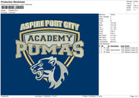 Academy P Embroidery File 6 sizes