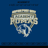 Academy P Embroidery File 6 sizes