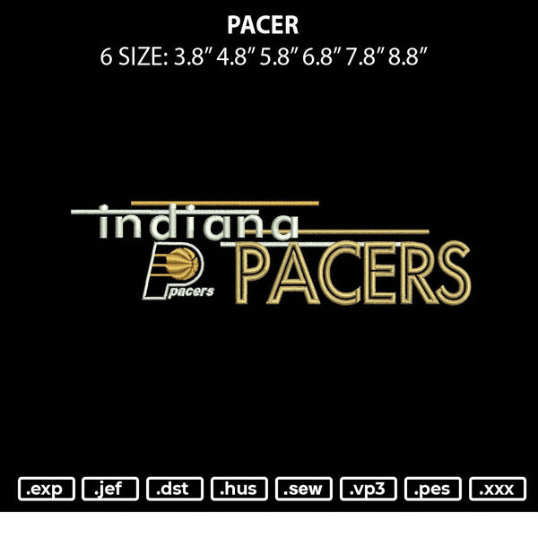 Pacer Embroidery File 6 sizes