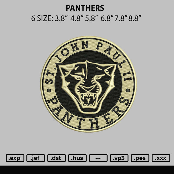 Panthers Embroidery File 6 sizes