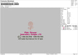 Pink Flower Embroidery File 6 sizes