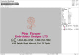 Pink Flower Embroidery File 6 sizes