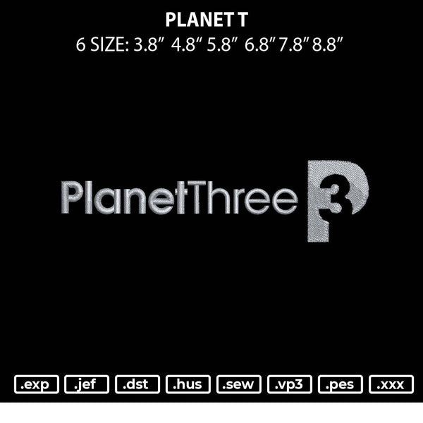 Planet T Embroidery File 6 sizes