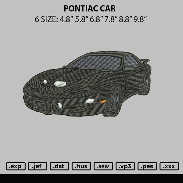 Pontiac Car Embroidery File 6 sizes