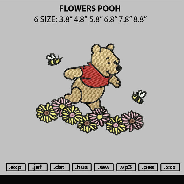 Flowers Pooh Embroidery File 6 sizes