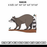 Rakun Embroidery File 6 sizes