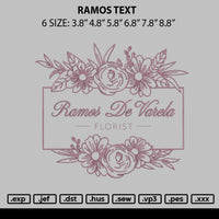 Ramos Text Embroidery File 6 sizes