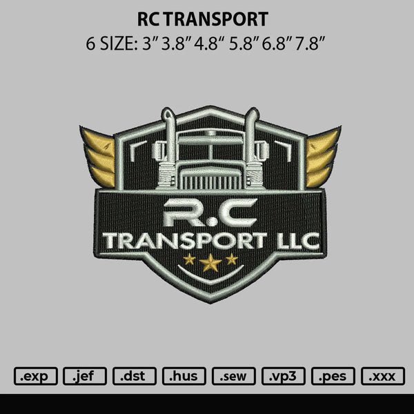 Rc Transport Embroidery File 6 sizes