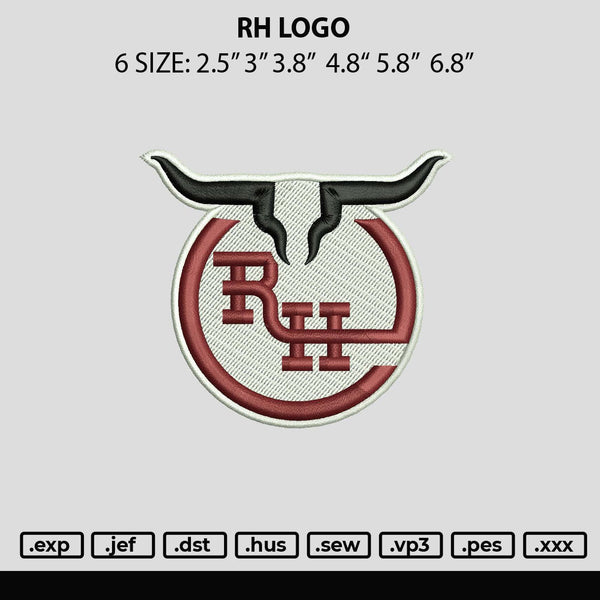 Rh Logo Embroidery File 6 sizes