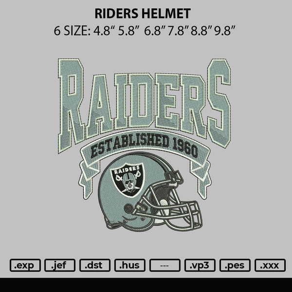 Riders Helmet Embroidery File 6 sizes