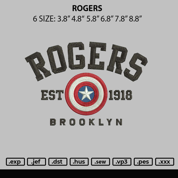 Rogers Embroidery File 6 sizes
