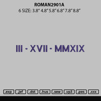 Roman2901a Embroidery File 6 sizes