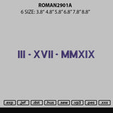 Roman2901a Embroidery File 6 sizes