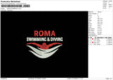 Roma Swimming Embroidery File 6 sizes