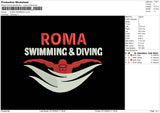 Roma Swimming Embroidery File 6 sizes