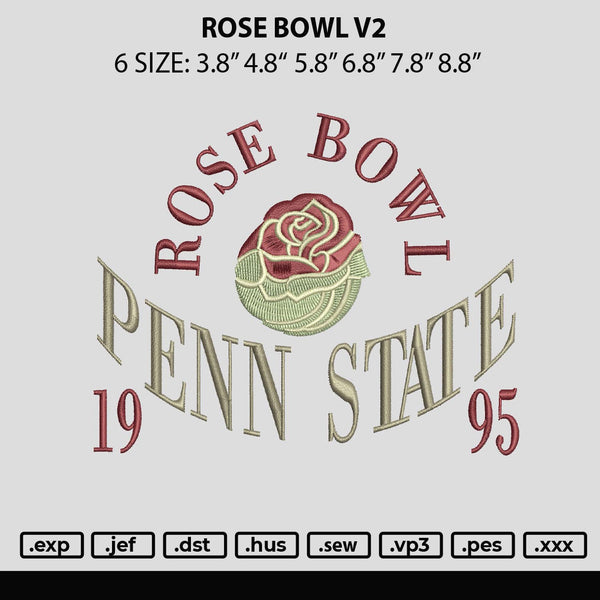 Rose Bowl V2 Embroidery File 6 sizes